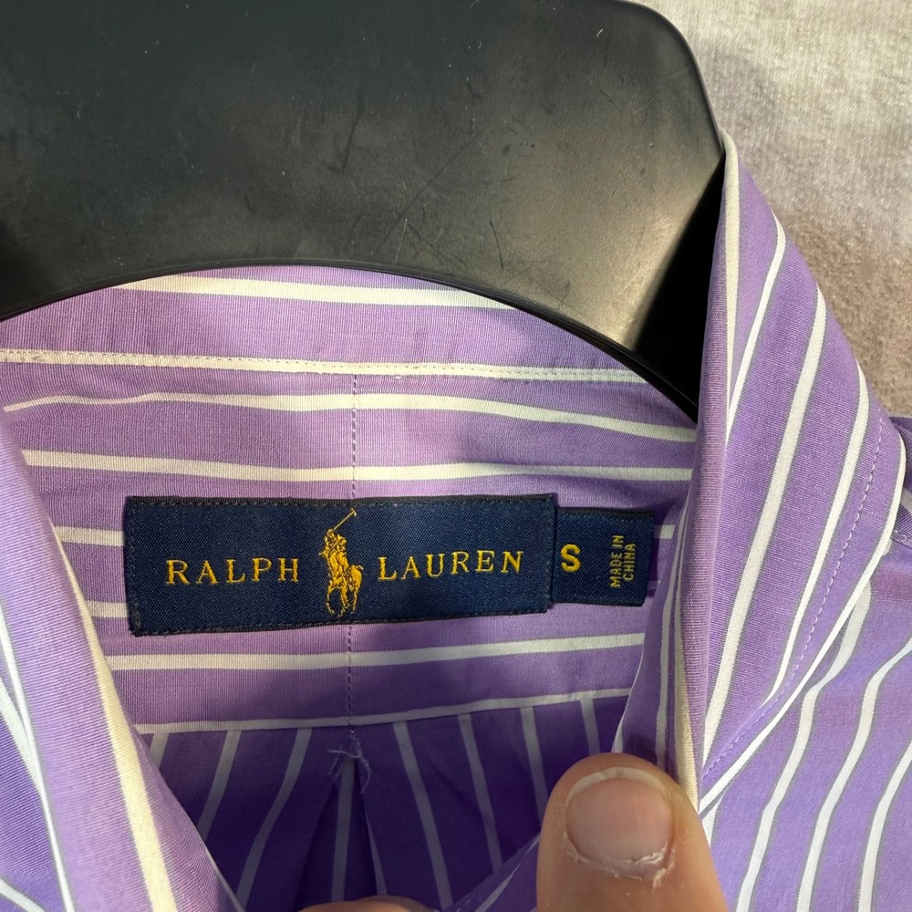 Ralph Lauren Shirt Men Small Purple Striped Long Sleeve Cotton Preppy Ivy League - Picture 3 of 10
